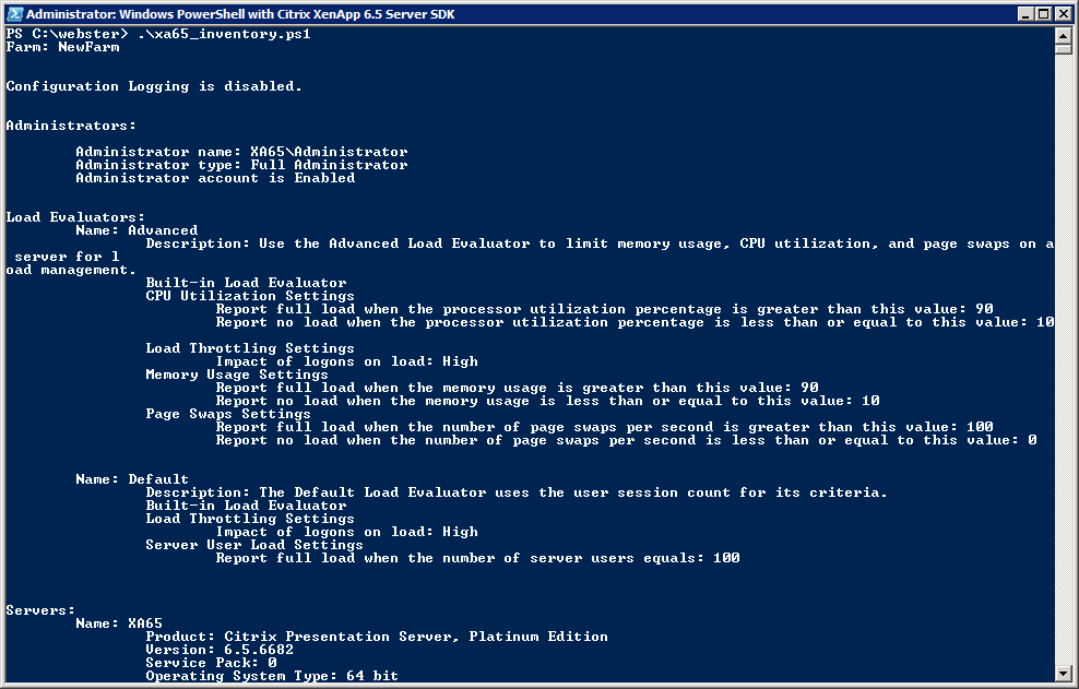 powershell commands for citrix xenapp 6.5