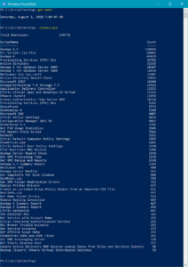 1 August 2020 Script Stats