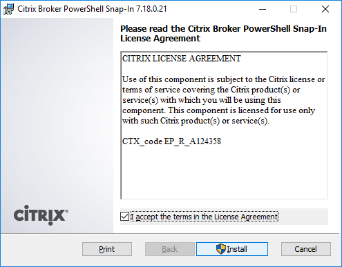 Figure 5 - Installing the Broker PowerShell snapin